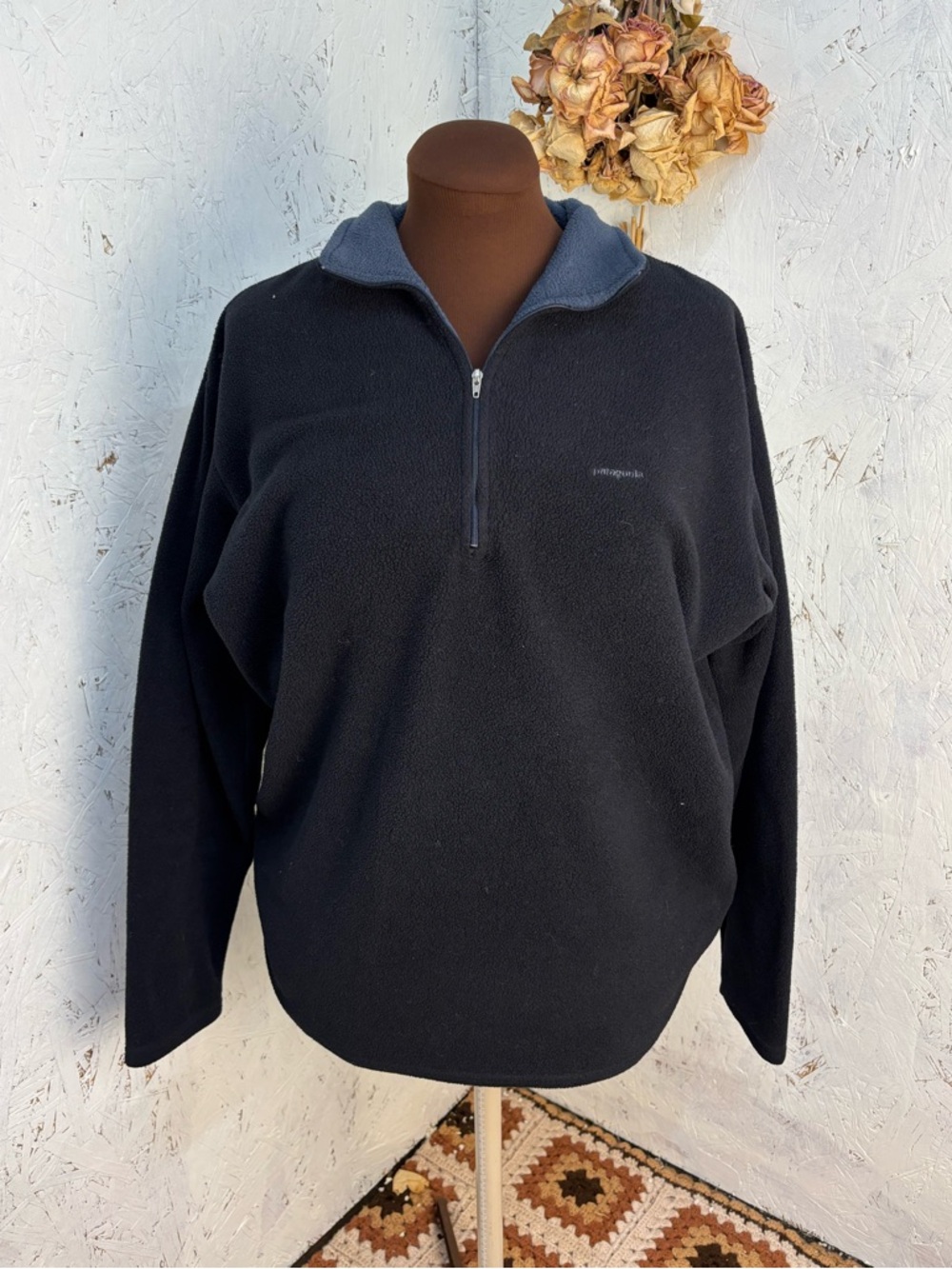 Vintage Patagonia Capilene Quarter Zip Mens Black Jacket Large